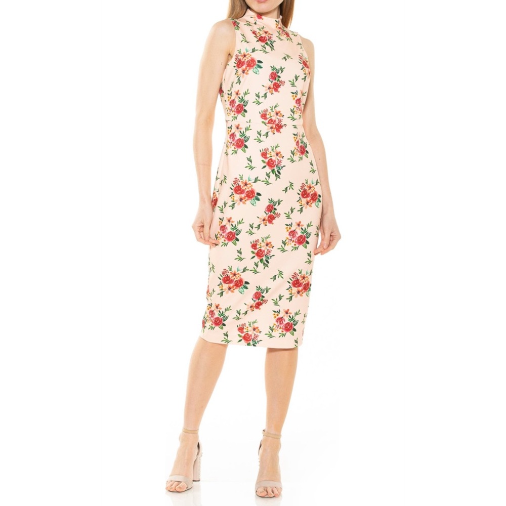 Alexia Admor Nova Mock Neck Midi Sheath Dress